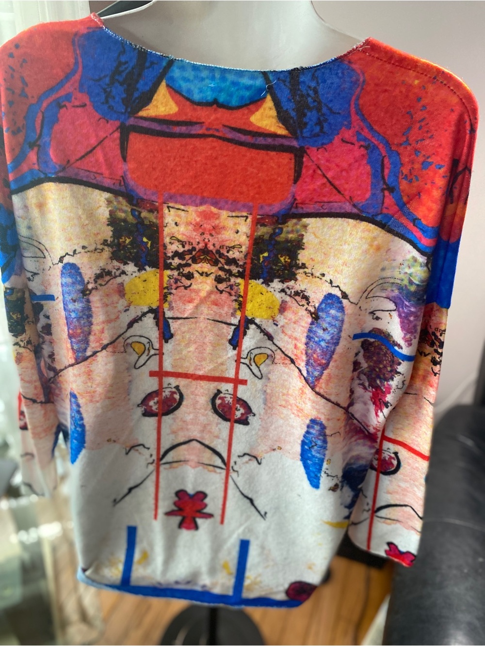Via Vitale made in Italy Graphic Pop Art Woman Sweater in Bright Multicolor XL - Picture 5 of 11